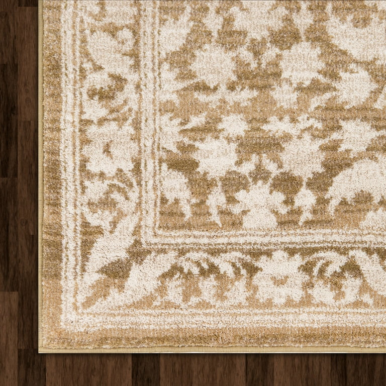 My Texas House Estelle 5'3" x 7' Gold White Floral Indoor Area Rug | Walmart (US)