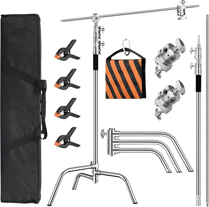 Heavy Duty C Stand 6.9ft/210cm with Holding Arm Sandbag and storage bag Grip Head Stainless Steel... | Amazon (US)