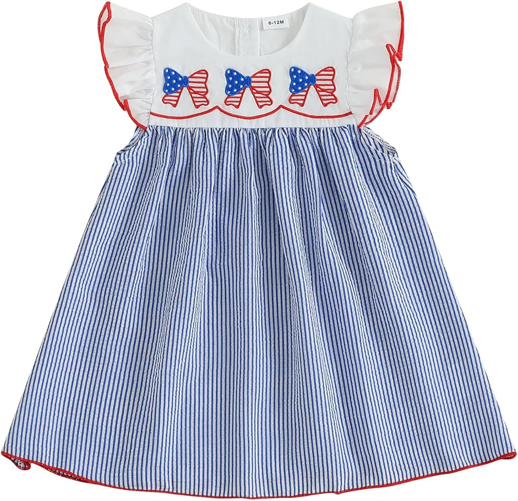 Toddler Girls Back to School Dress Bow A Line Princess Dresses Outfit First Day of Preschool Kind... | Amazon (US)
