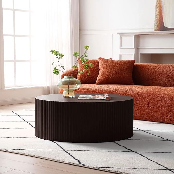 Round Wood Coffee Table, Modern Side Table End Table for Living Room, Small Space, Home - Brown | Amazon (US)