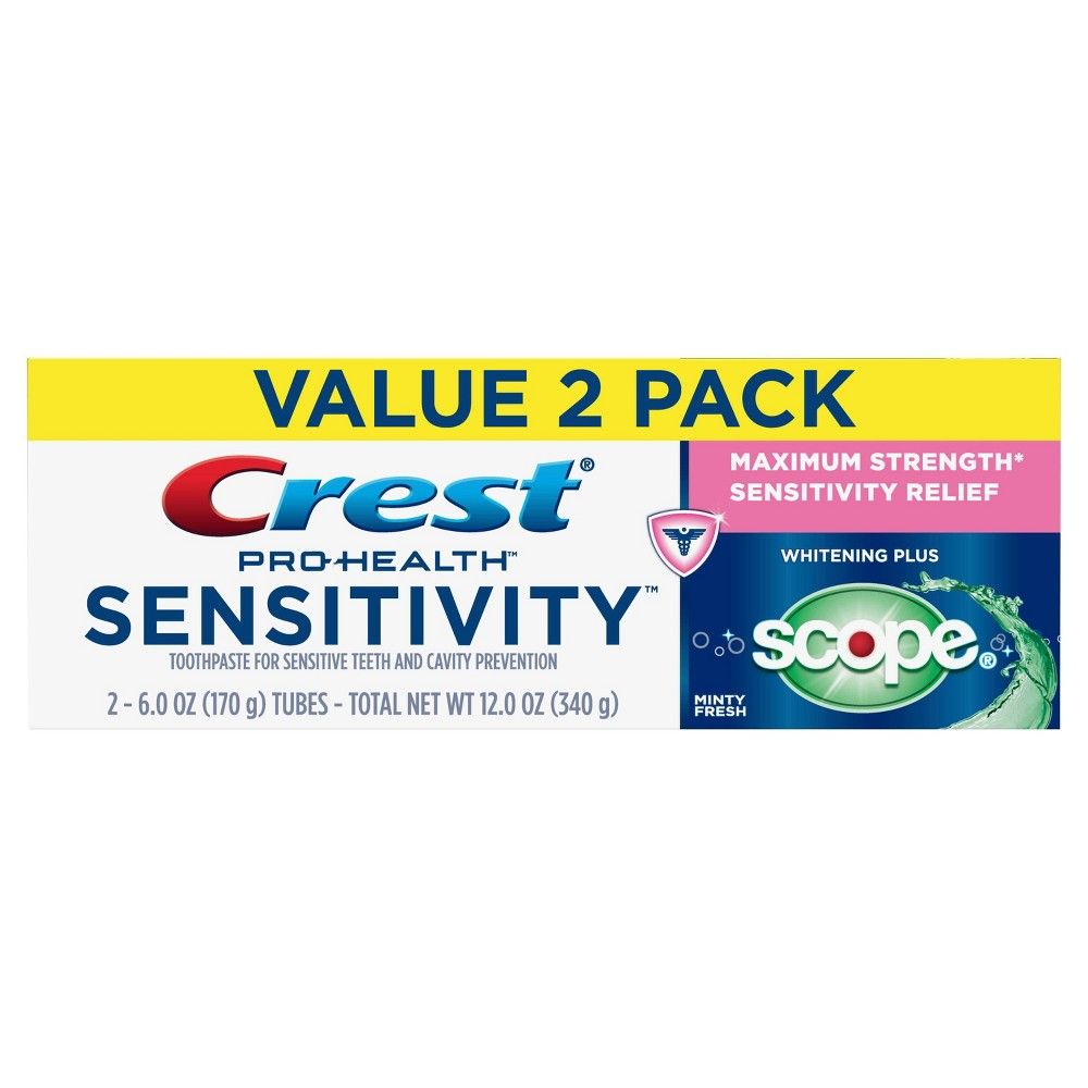 Crest Pro-Health Sensitivity Whitening Plus Scope Toothpaste - 6oz/2pk | Target