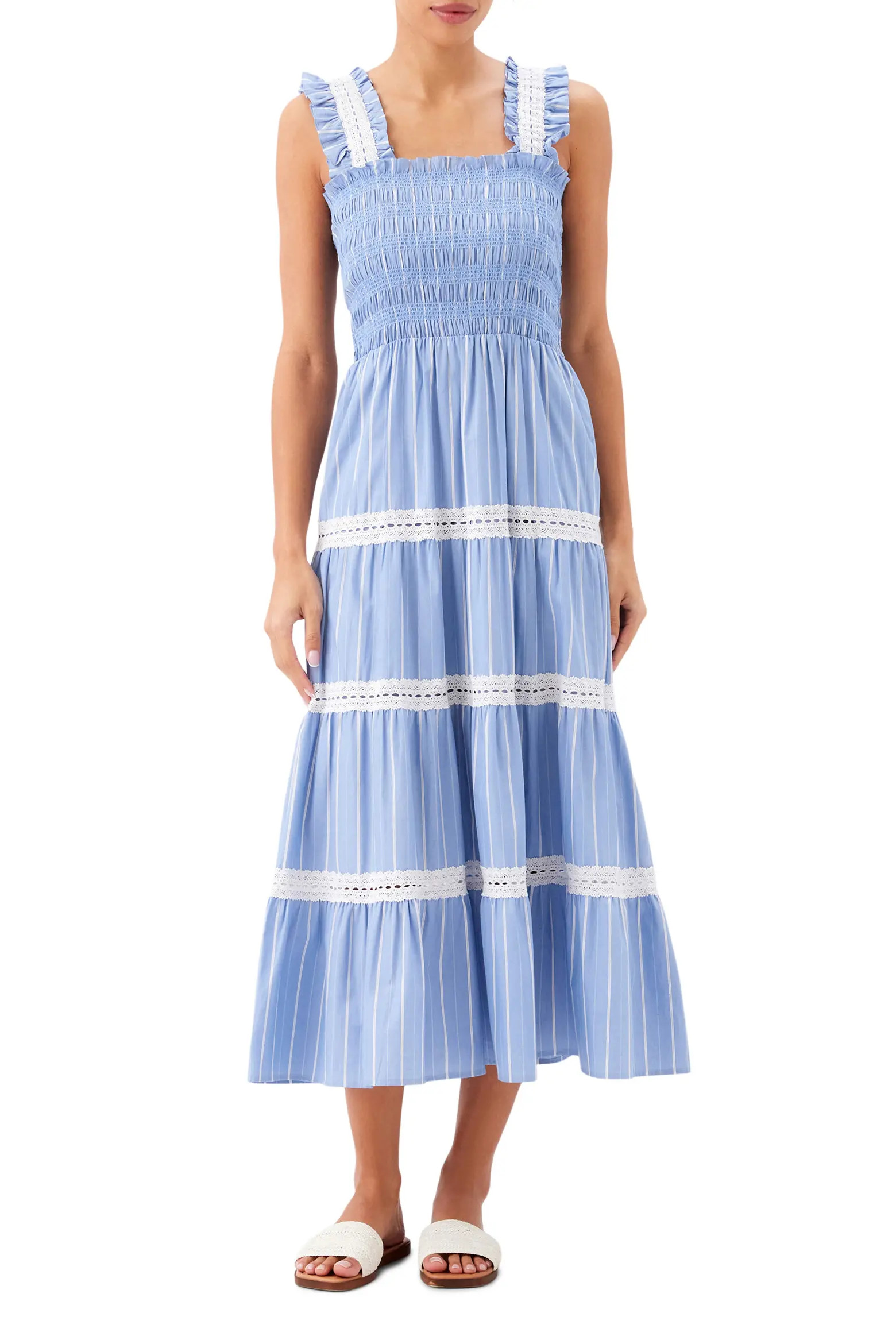 Tiered Stripe Sleeveless Cotton Midi Dress (Women) | Nordstrom | Nordstrom