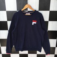 Vintage 90S Fila Sweatshirt Jumper Crewneck Embroidery Logo Italia Pullover Sweater Dark Blue L Fits | Etsy (US)