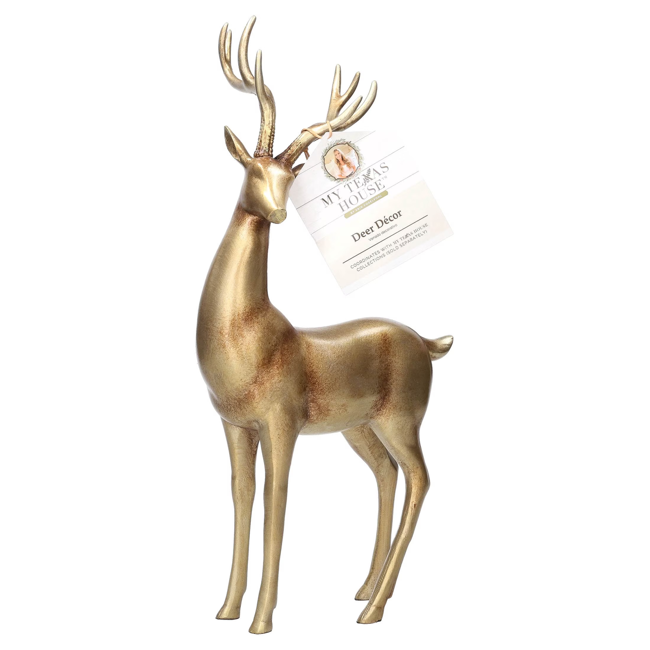 My Texas House Standing Deer Christmas Decoration, Gold, 16" | Walmart (US)