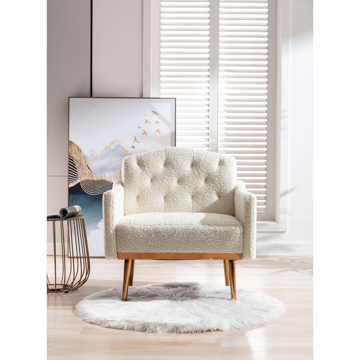 Modern Upholstered Accent Armchair with Tufted Backrest and Rose Golden Feet-ModernLuxe | Target