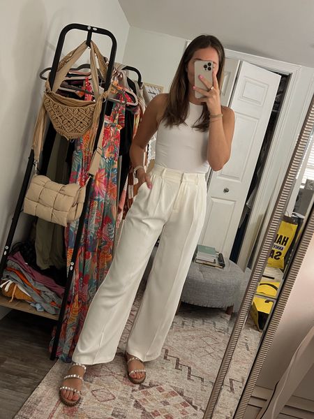 Europe outfit idea!! These pants are GOOD! Wearing size small but could’ve done medium 
Size small in bodysuit
True size in shoes 

#LTKstyletip #LTKunder50 #LTKunder100