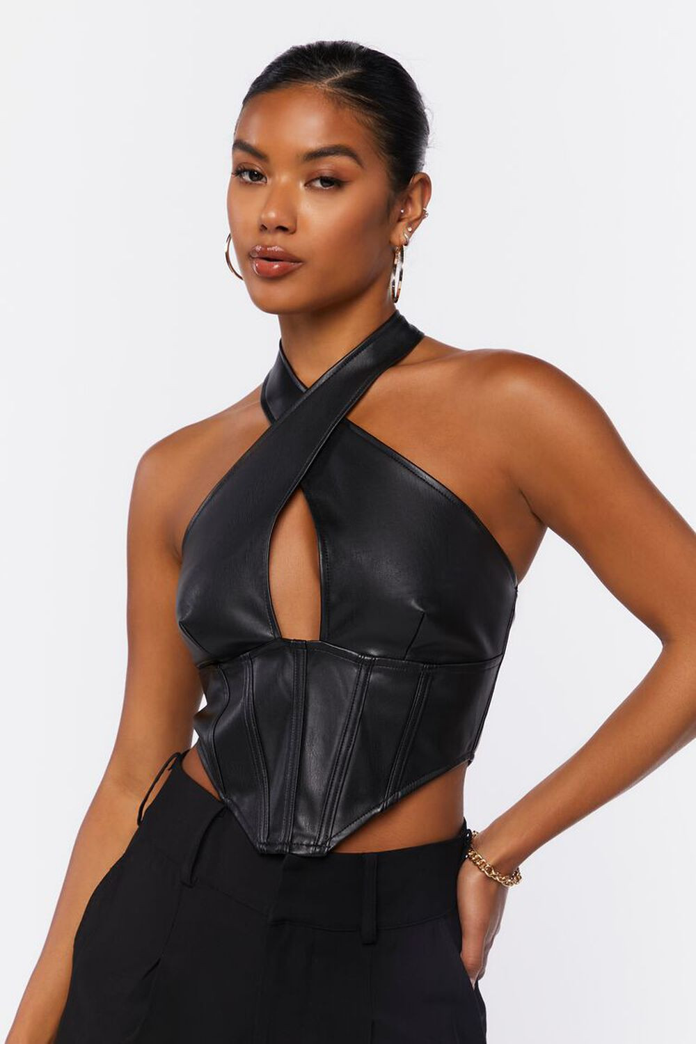 Faux Leather Halter Crop Top | Forever 21 | Forever 21 (US)
