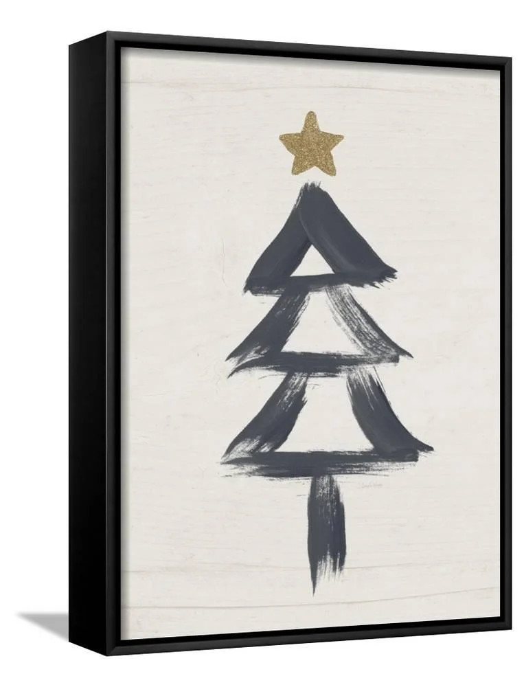 Black and Gold Tree II, Framed Canvas Christmas Holiday Wall Art - Walmart.com | Walmart (US)