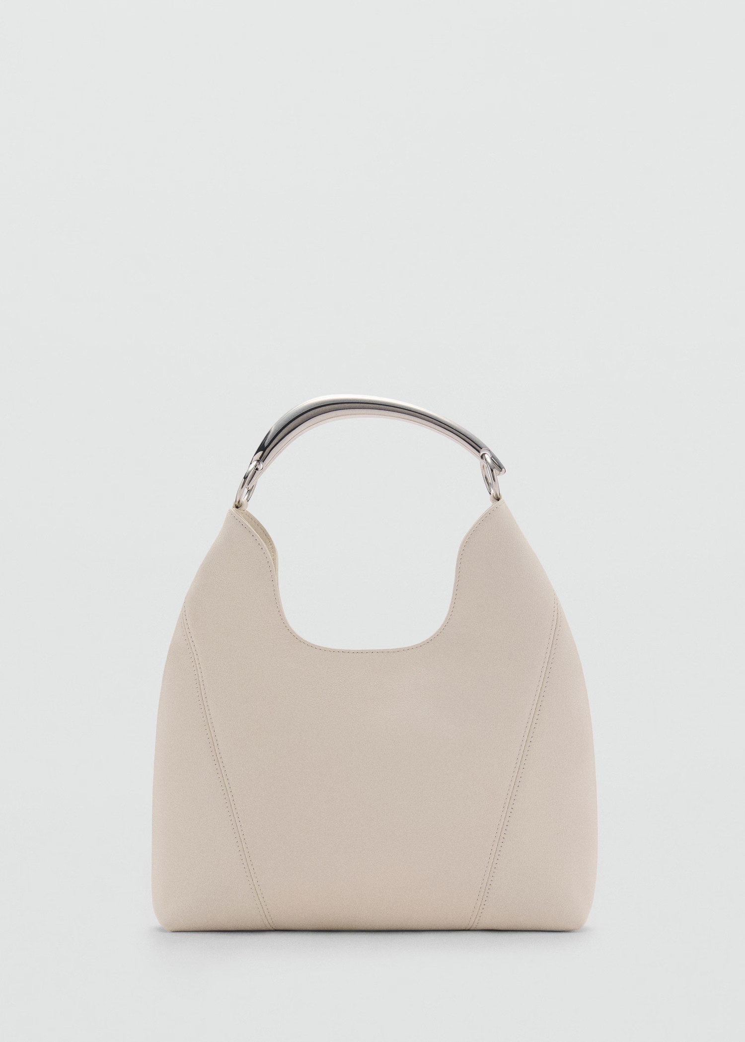 Leather shoulder bag with metal handle - Women | MANGO USA | Mango (US/MX/AU)