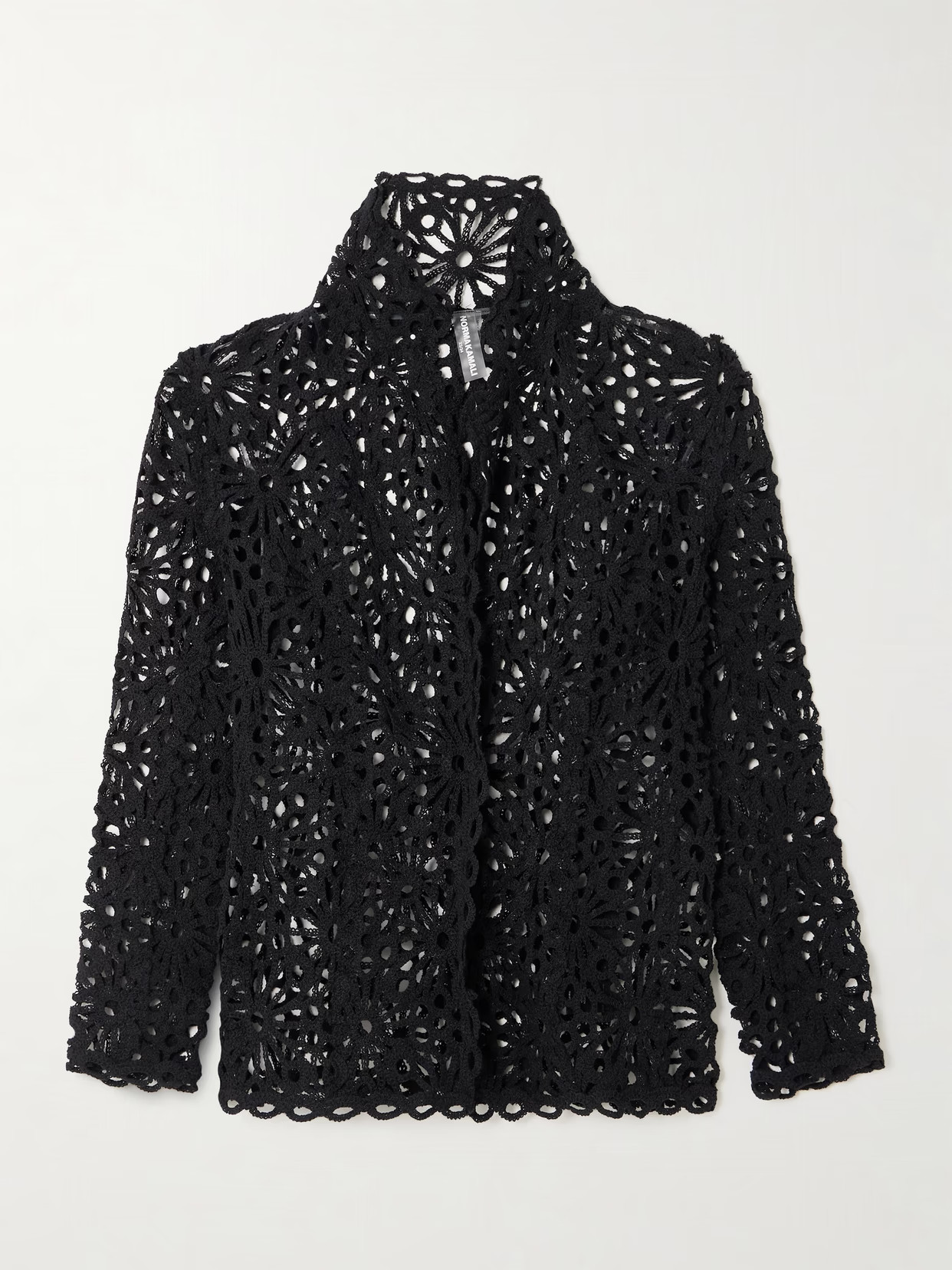 Norma Kamali - Cotton-blend Open-knit Jacket - Black | NET-A-PORTER (US)