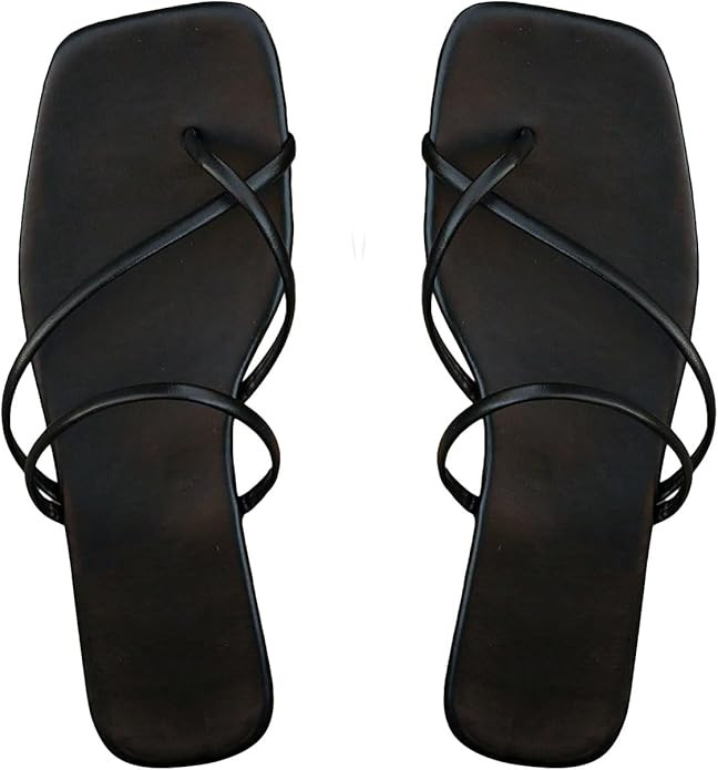 GORGLITTER Women's Cross Strappy Flat Sandals PU Leather Cute Dressy Open Toe Slip on Slide Sanda... | Amazon (US)