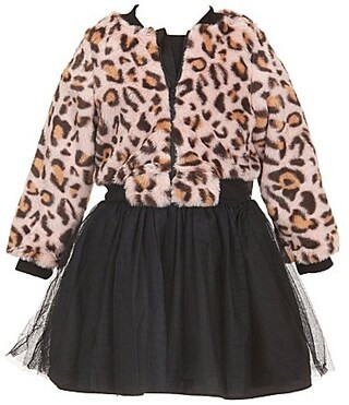 Pippa Julie Little Girls Long-Sleeve Leopard-Printed Bomber Jacket Sleeveless Tutu-Skirted Dress Set - 4 | Dillard's