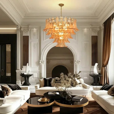 Artisanal Glass Multi-Layer Pendant Light - Vintage Mid-Century Elegance With Golden Accents | Wayfair North America