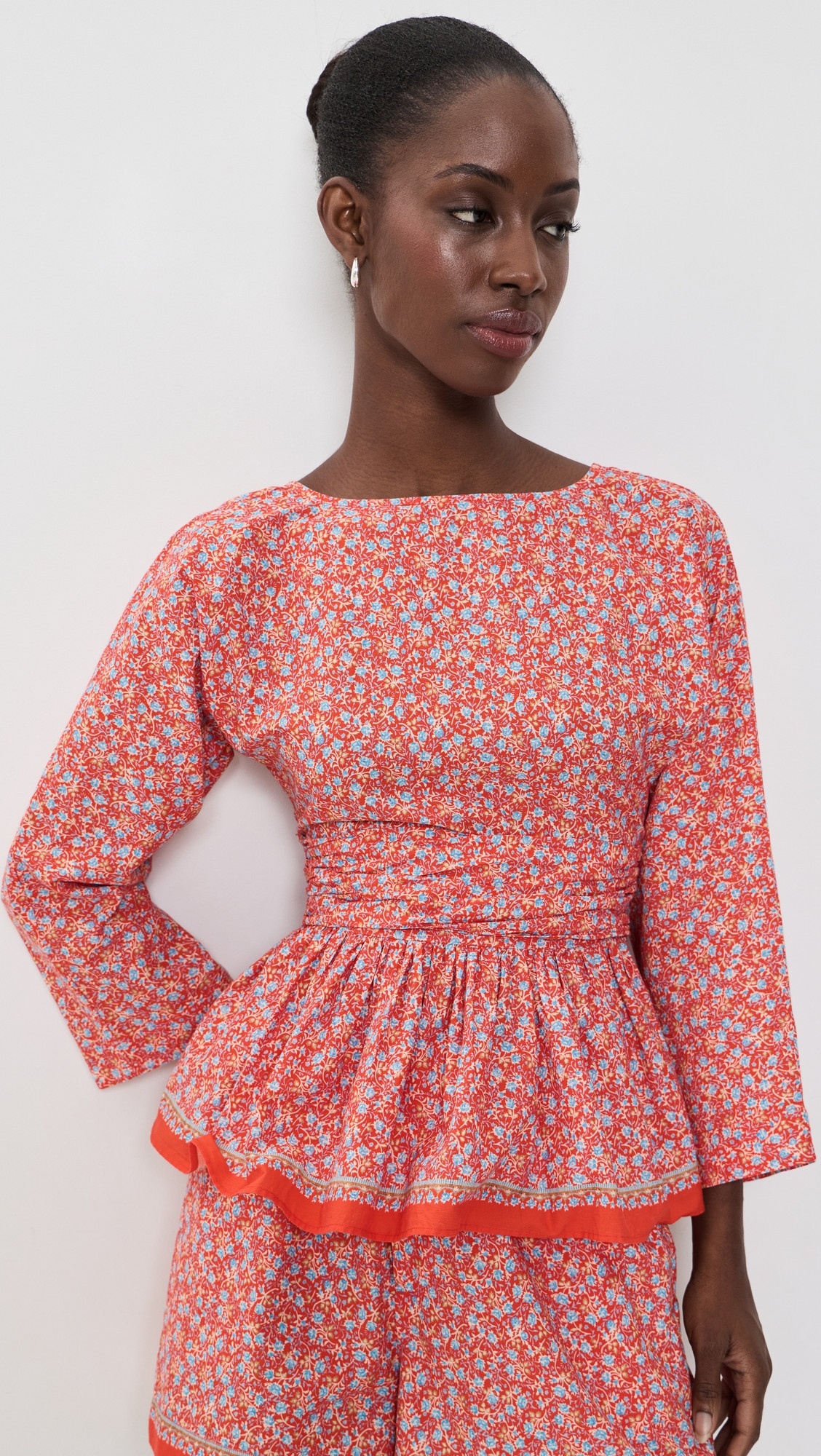 La Maregold The Madeline Top Red Linen Bloom S | Shopbop