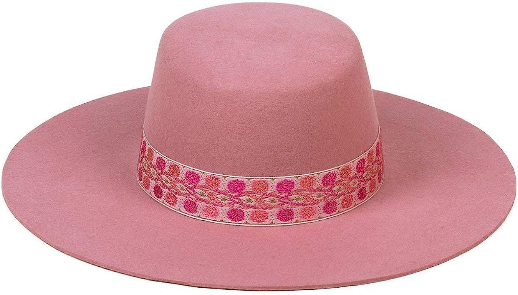 Women's Sierra Rose Wide-Brimmed Wool Boater Hat | Amazon (US)