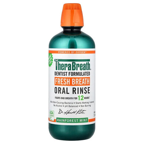 TheraBreath, Fresh Breath Oral Rinse, Rainforest Mint, 33.8 fl oz (1 l) | iHerb