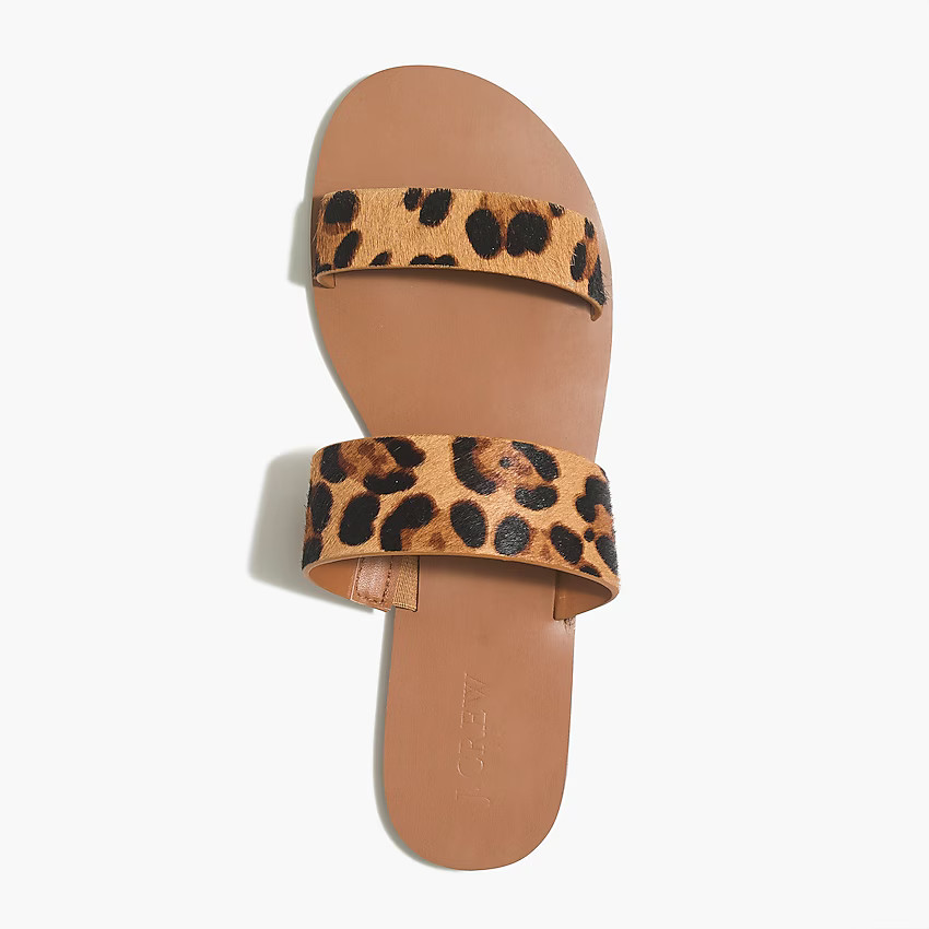 Leopard calf hair easy summer slide sandals | J.Crew Factory