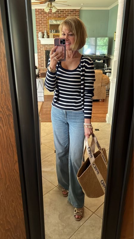 Striped tank and cardigan on sale! Best selling wide leg jeans.

#LTKOver40 #LTKSaleAlert #LTKVideo