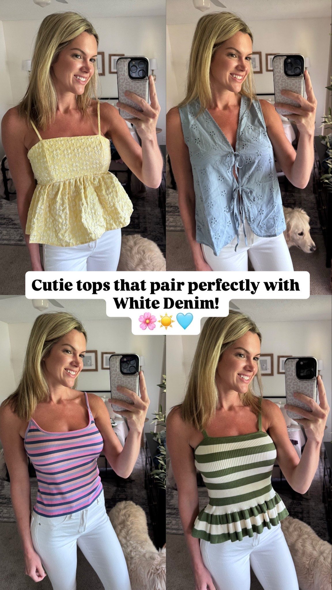 Summer outfits, summer tops, white denim