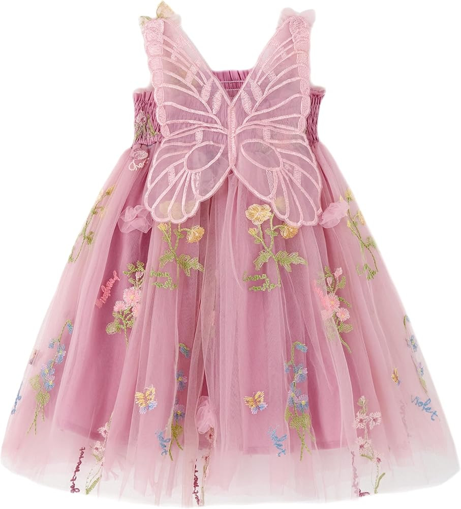 Miipat Baby Girls Tulle Dress Sleeveless Floral Butterfly Tutu Dress Toddler Girls Birthday Party... | Amazon (US)