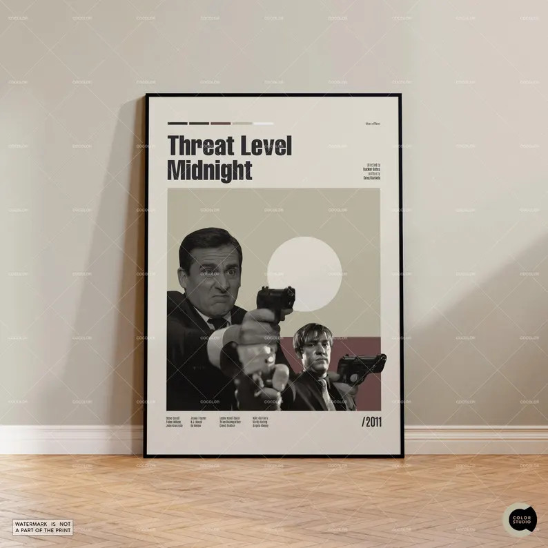 The Office Inspired Poster, Threat Level Midnight, Vintage Inspired Movie, Retro Modern Poster, M... | Etsy (US)