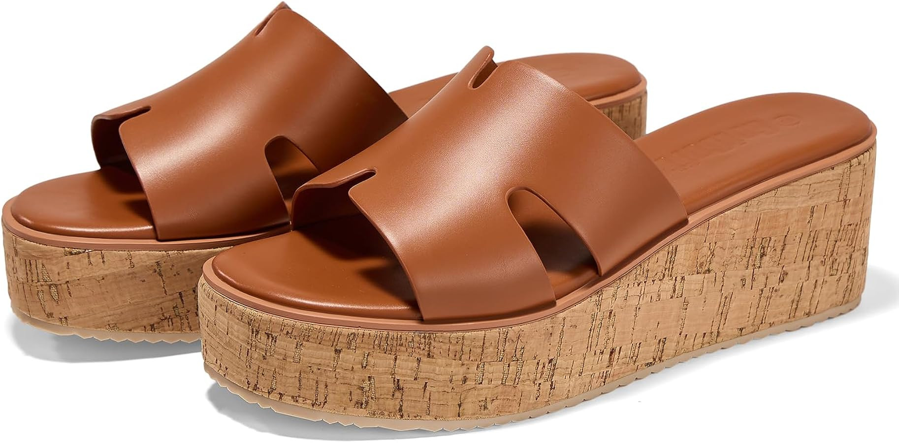 Women's Open Toe Wedge Sandals Slip On Slides Cork Platform Sandal Comfortable Summer Shoes | Amazon (US)