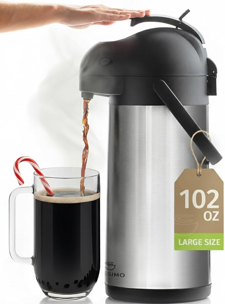 Cresimo Coffee Carafe with Pump - 102oz / 3L Airpot 12 Hours Large Hot Water Carafe, Cocoa Dispen... | Amazon (US)