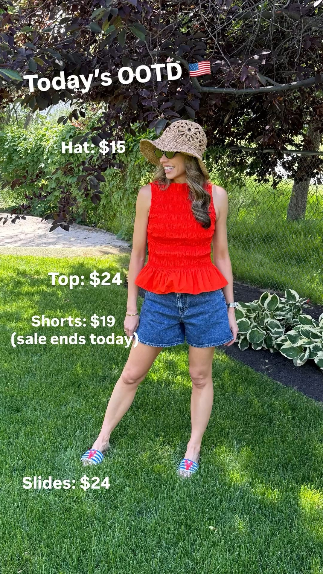 Today’s OOTD 🇺🇸 Top: $24 Hat: $15 Slides: $24 Shorts: $19
 (sale ends today)

#LTKmomlife #LTKTravel #LTKSwim