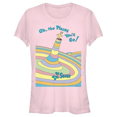 Junior's Dr. Seuss Oh The Places You'll Go Book Cover  T-Shirt - Light Pink - 2X Large | Target