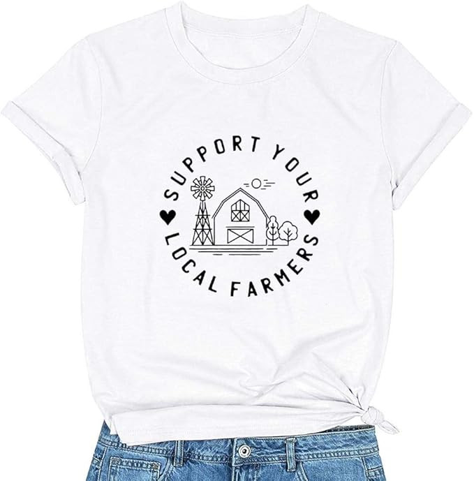 Tuplip Support Your Local Farmer Shirt, Vintage Womens Crew Neck Country Shirt | Amazon (US)
