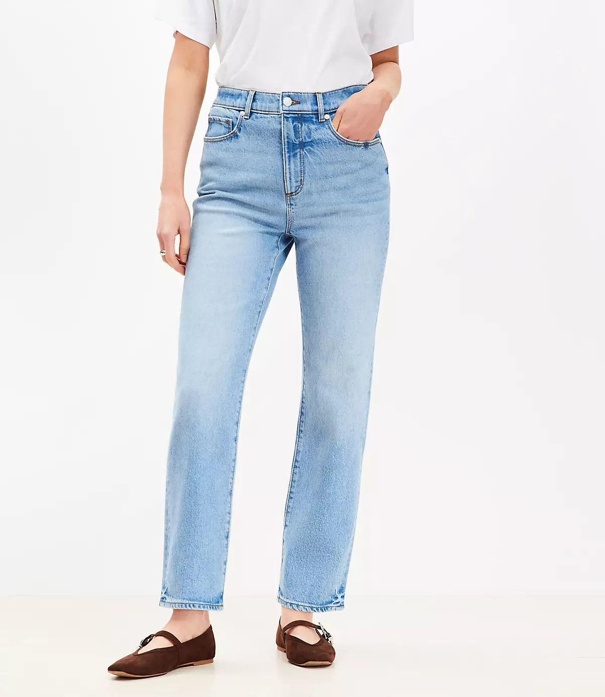 High Rise Straight Jeans in Light Vintage Wash | LOFT