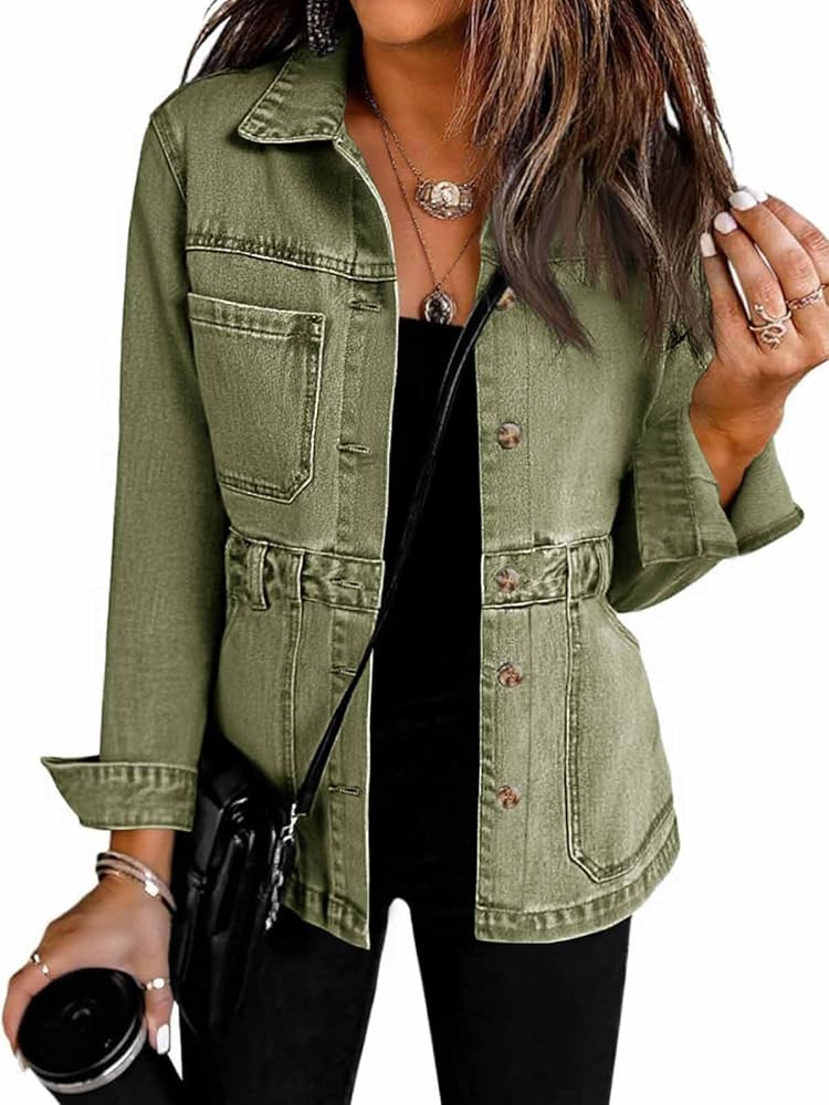 Tankaneo Denim Jacket for Women Distressed Jean Jacket Button Down Oversized Shacket with Pockets... | Amazon (US)