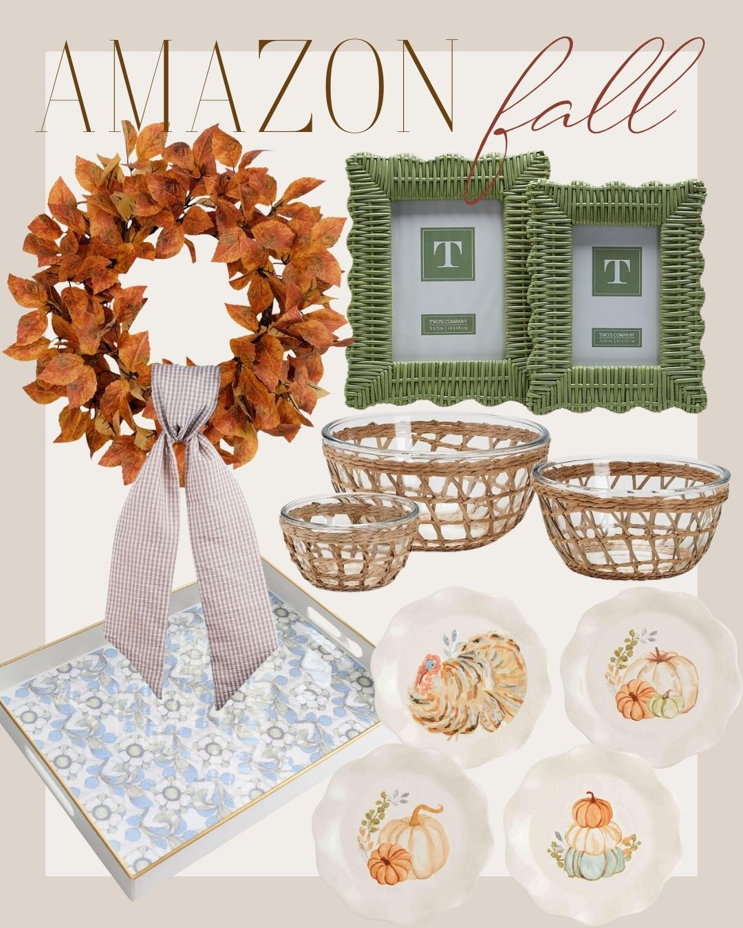 Fall home decor finds from Amazon 🍂 Perfect pieces to refresh your home for the season! From cozy wreaths and charming pumpkin plates to wicker baskets and elegant frames, these items add warmth and style to any space. Shop these affordable and stylish fall decor essentials now!

fall home decor, amazon fall finds, autumn decor ideas, budget-friendly fall decor 

 #LTKSeasonal #LTKHome