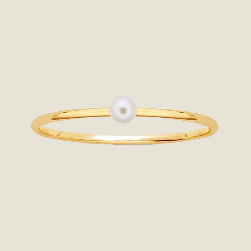 Pearl Stacking Ring | Nickel and Suede