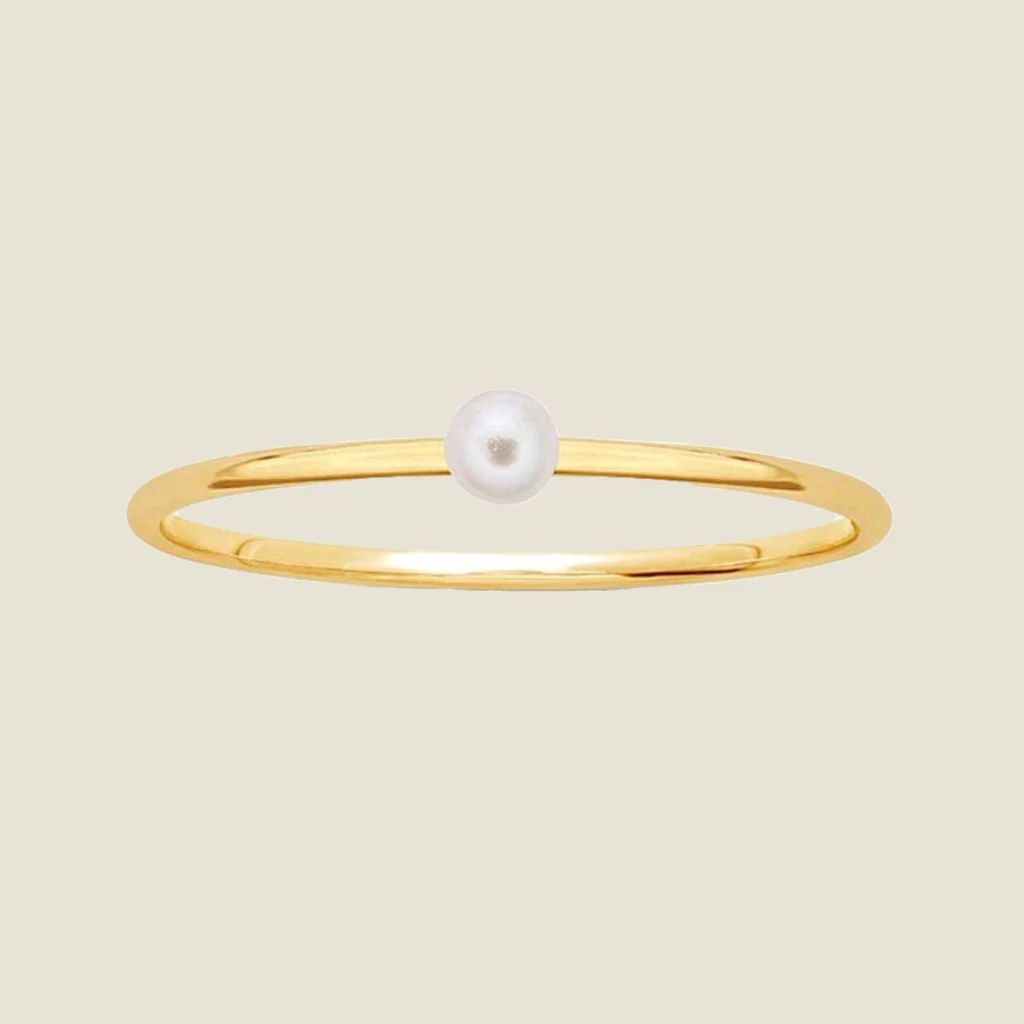 Pearl Stacking Ring | Nickel and Suede