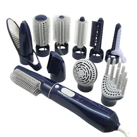 Hot Air Brush Dryer Curling Styler Brush Straightening for Travel Combing with 10 Brush Attachments 2 Temperature Settings Hair Dryer Brush Blue | Walmart (US)