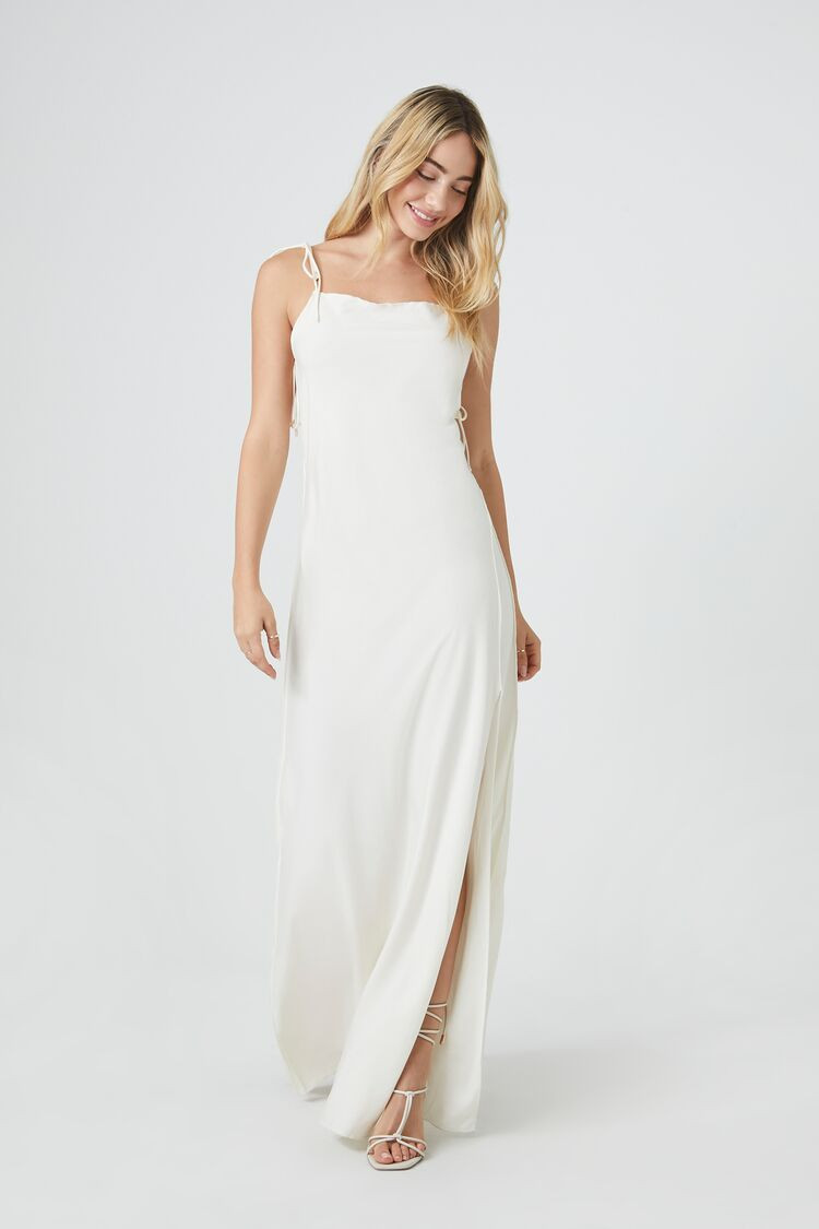 Women's Tie-Strap Cami Maxi Dress in Cream Small | Forever 21