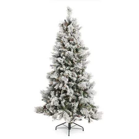 Home Heritage 6.5 Prelit Snowdrift Flocked Artificial Christmas Tree 500 Clear Lights Pinecones Berr | Walmart (US)