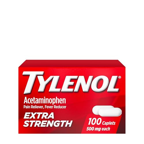 Tylenol Extra Strength Pain Relief Pills, Fast, Strong Pain Relief, Acetaminophen 500 mg Caplets, Pain Reliever & Fever Reducer Medicine for Headache, Backache, Toothache & Minor Arthritis, 100 Count | Amazon (US)