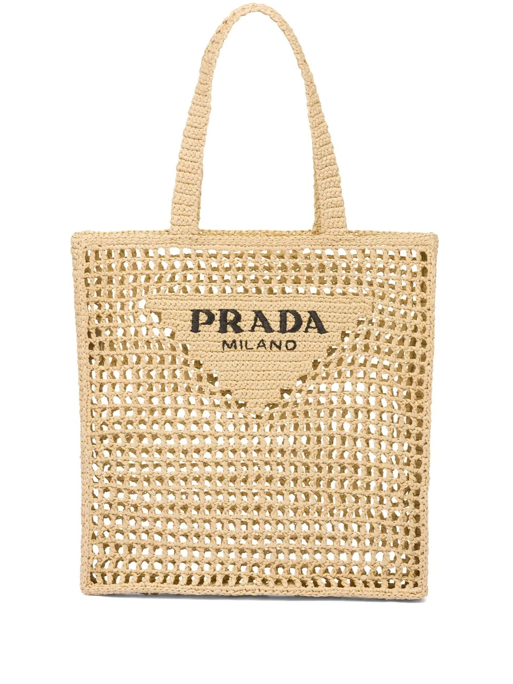 Prada woven-logo Raffia Tote Bag - Farfetch | Farfetch Global