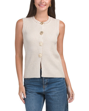Fancy Gold Tone Button Sweater Vest for Women | Acrylic | Marshalls
