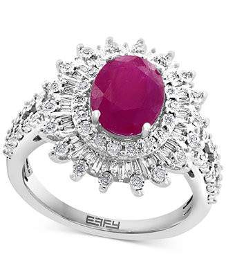 EFFY® Ruby (1-7/8 ct. t.w.) & Diamond (1/4 ct. t.w.) Halo Statement Ring in 14k White Gold (Also... | Macy's