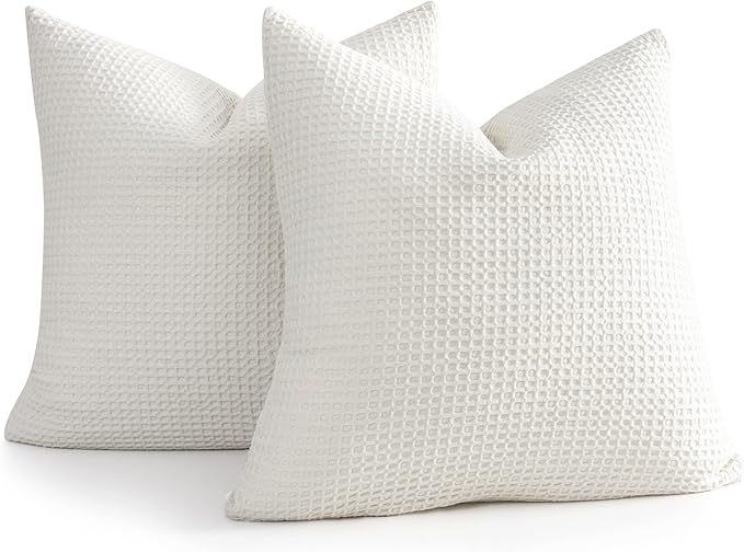 Cocoploceus 26"x26" Euro Sham Pillow Covers Set of 2 Cotton Euro Shams Waffle Weave Pillow Shams ... | Amazon (US)