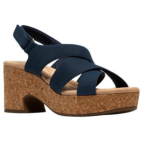 Clarks Collection Nerisa Grace Modern Casual Wedge Sandal - Blue - Size 10-w | HSN