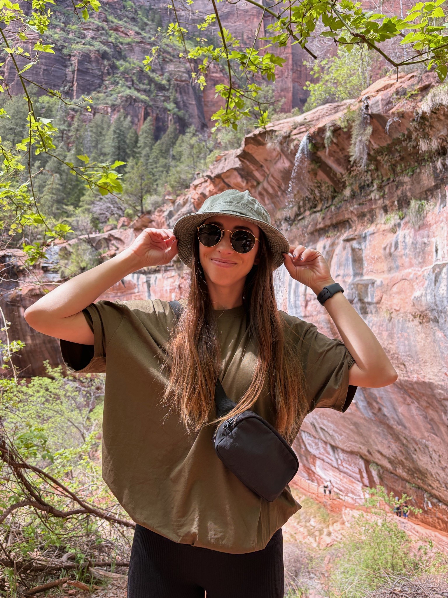 Zion Day 3 OOTD 🥾🐛🪵  my bucket hat I actually got in Big Bear YEARS ago, but linking 2 similar options! 

#zion #zionnationalpark #hikingoutfit

#LTKTravel #LTKmomlife #LTKActive