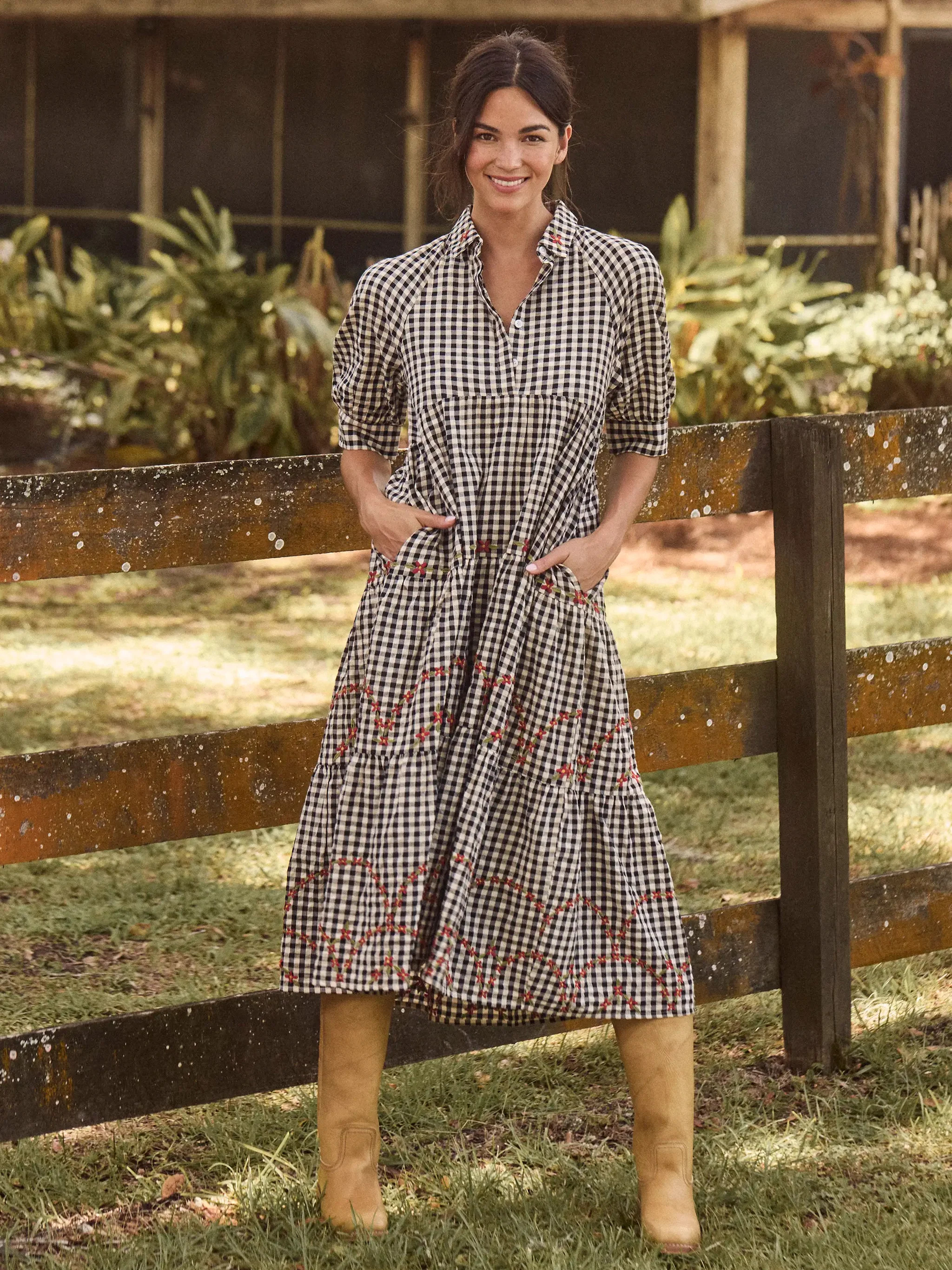 Rebecca Embroidered Cotton Midi Dress | Natural Life