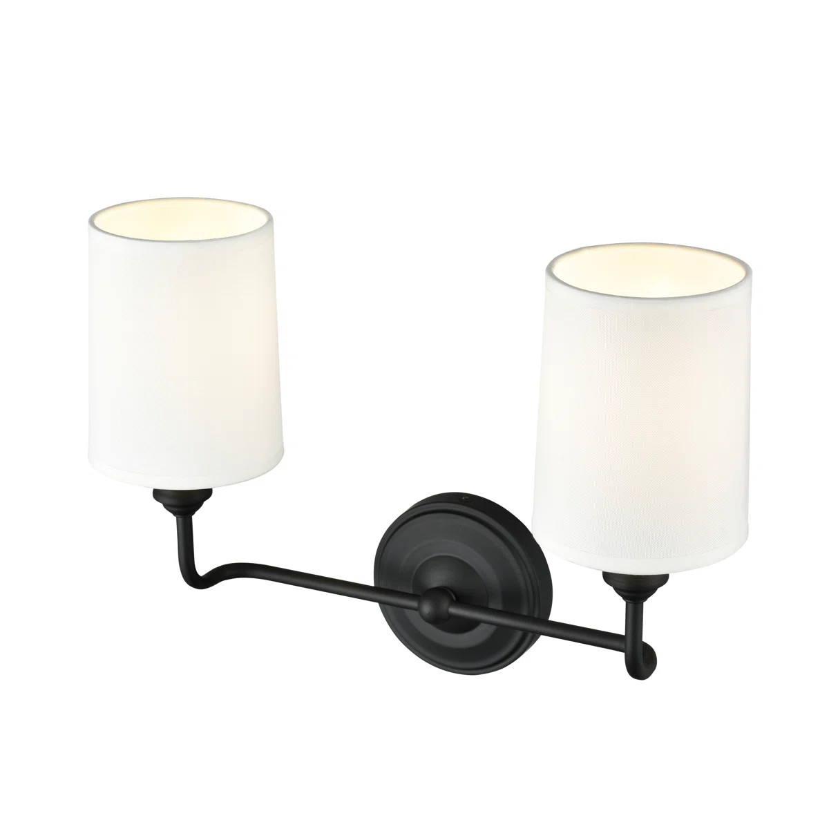 Winston Porter Tywonda 2 Light Vanity with White Fabric Shade | Wayfair North America