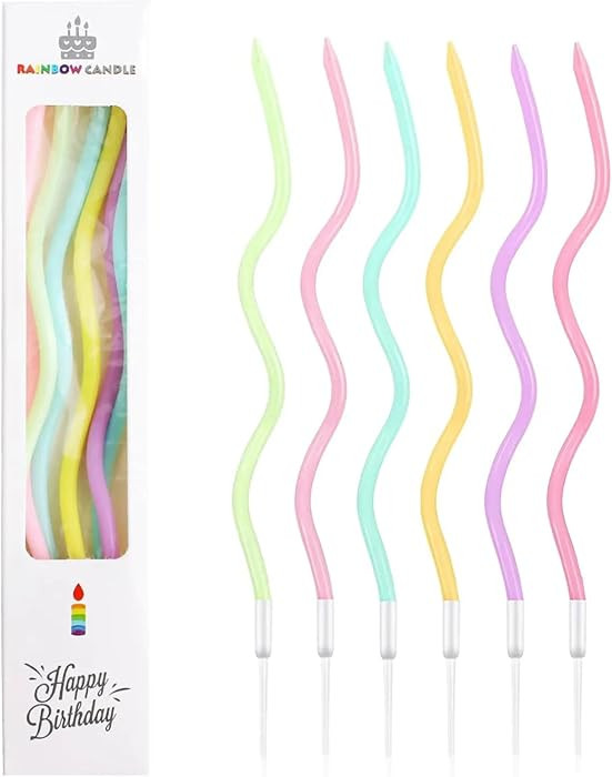 Cwise 24 Count Twisty Birthday Candles Spiral Cake Candles with Holders Macaron Colors Long Twist... | Amazon (US)