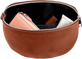 Bumbags for Ladies, Italian Genuine Leather Fashion Belt Bag Sling Shoulder Bag for Women with 2 ... | Amazon (UK)
