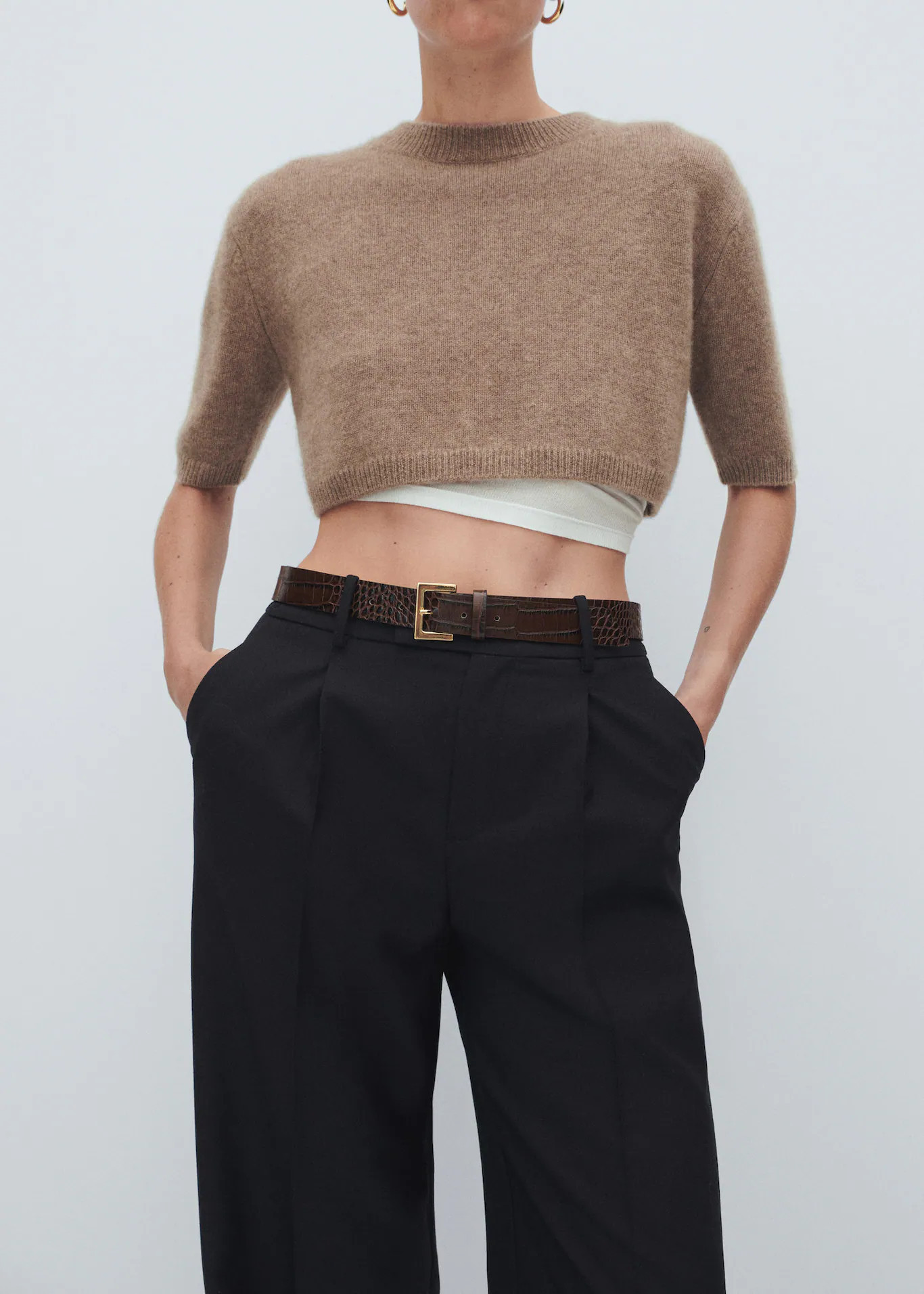 Croc-effect leather belt -  Women | Mango USA | MANGO (US)